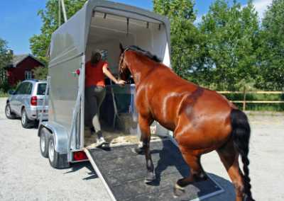 Trailer with a loading ramp.